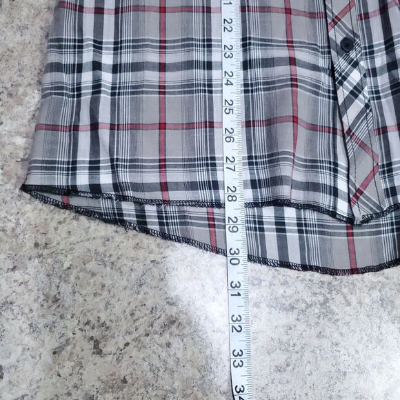 Decoded Shirt Men Medium Long Sleeve Brown Button Up Skull Logo Skater Check Top - Picture 3 of 11